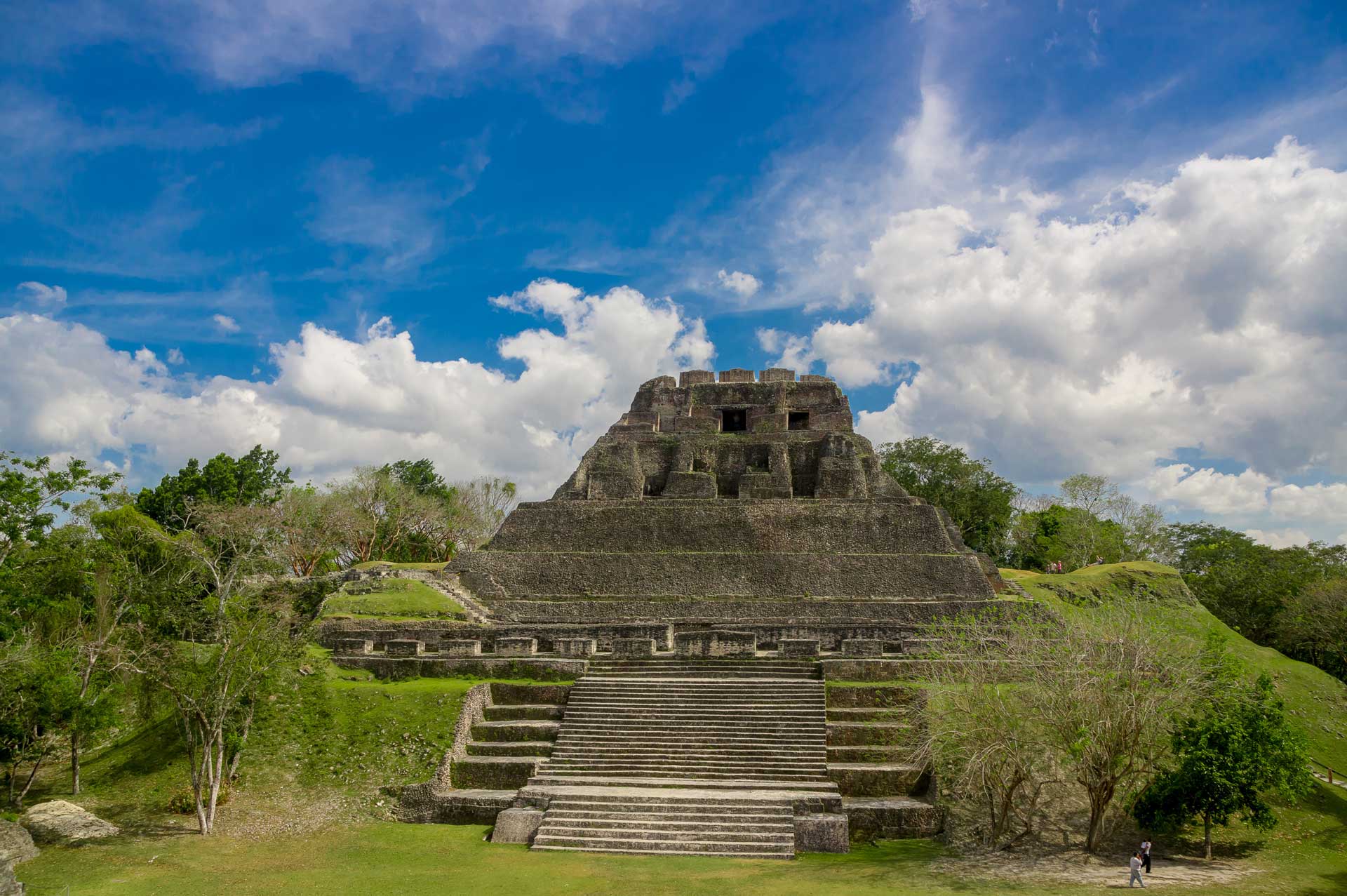 beautiful landscape of xunantunich maya site ruins in belize caribbean