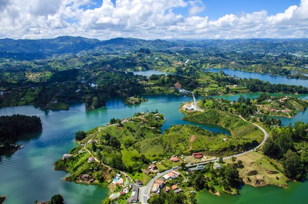 Panoramic view from Rock of Guatape in  Medellin, Colombia